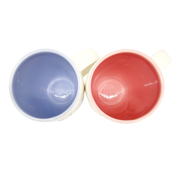 Two Starbucks 2006 Pink Tulip Purple Daisy Dimensional Floral 14oz Coffee Mugs - Picture 4 of 7